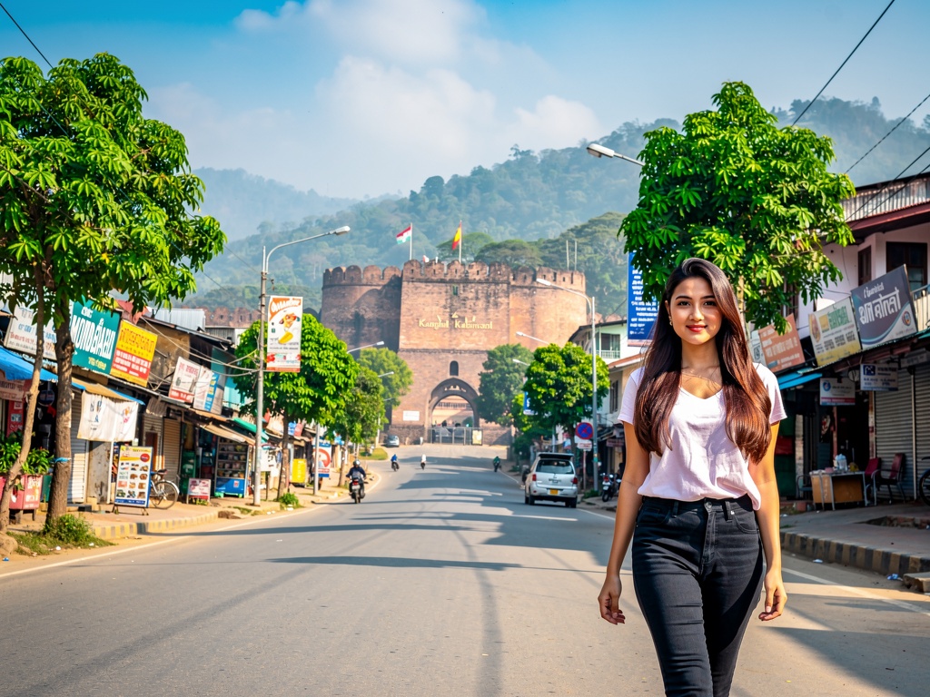 Imphal city centre with hills in the distance