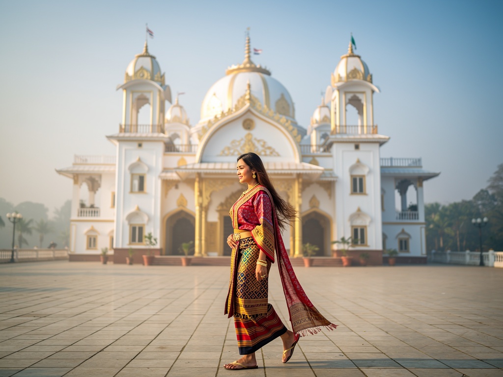 A visitor in the courtyard of Shree Govindajee Temple