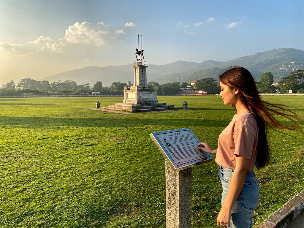 The historic Imphal Polo Ground with monument