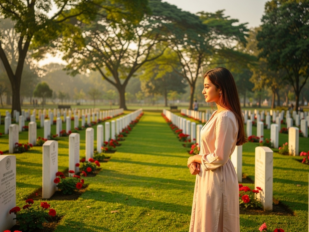 Imphal War Cemetery with rows of white headstones